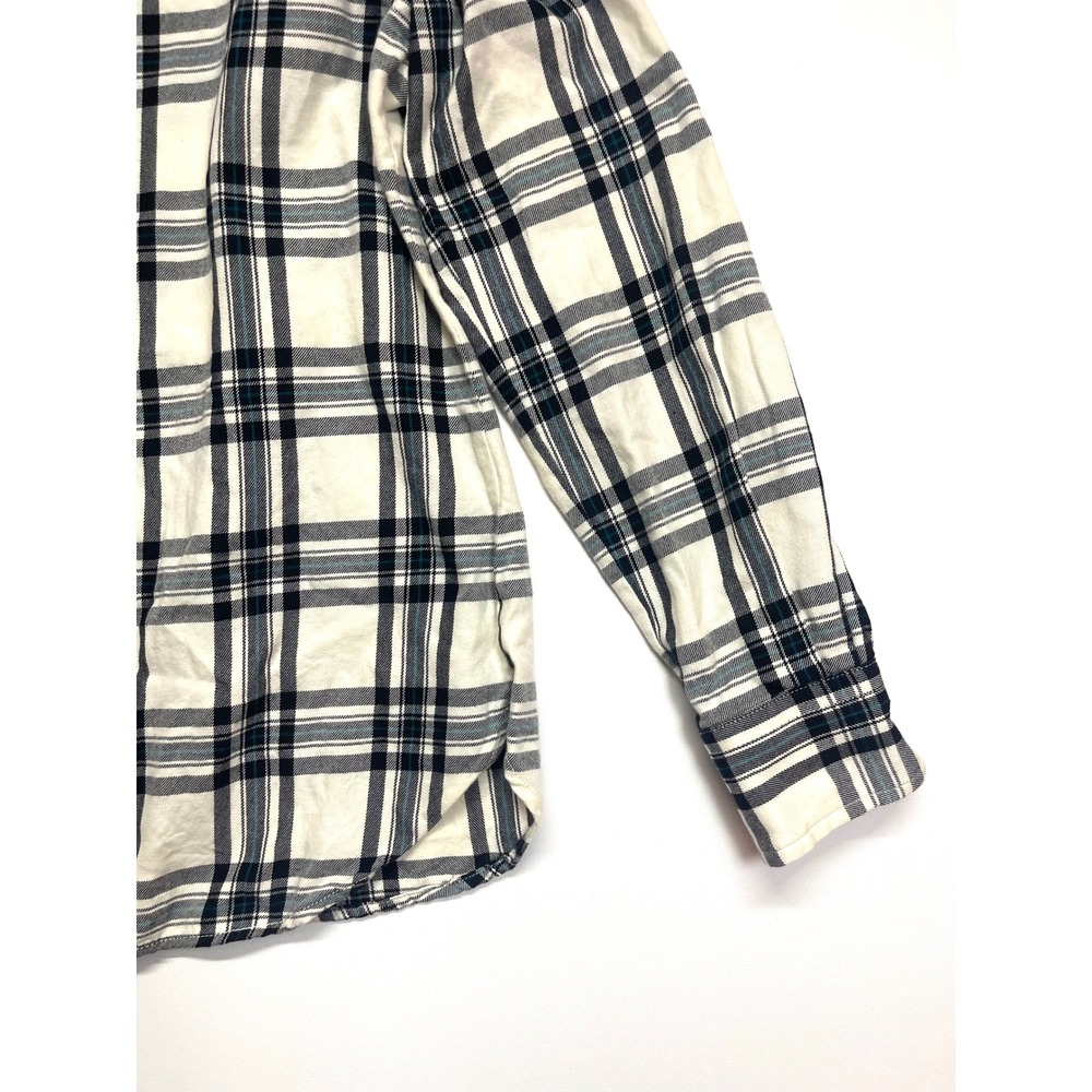 Lauren Ralph Lauren Womens Petite XS Plaid Cotton Button Down Shirt Cream Navy - Picture 6 of 13